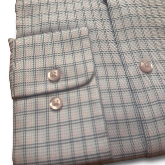 NWT David Donahue cotton/cashmere button up pinkish blue 15.5 34/35 - Picture 2 of 4